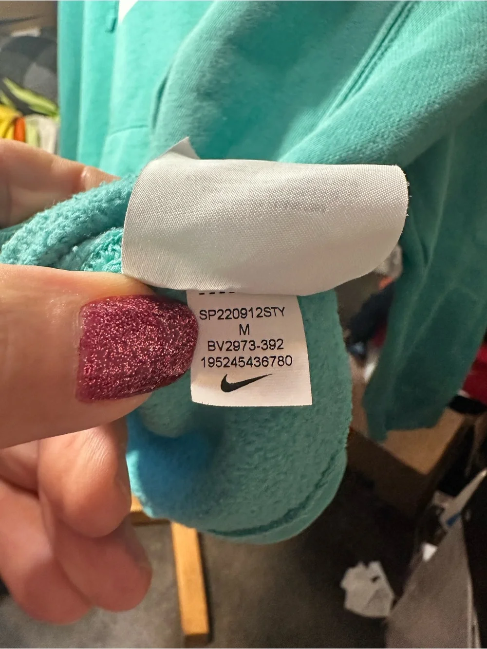 Nike Turquoise Pullover Hoodie with White Logo